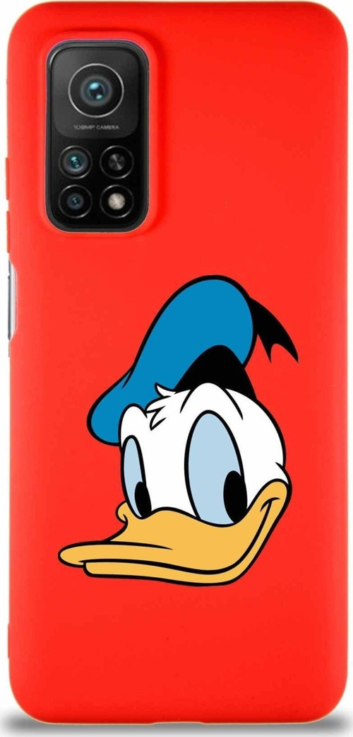 Xiaomi Mi 10T Soft Premier Kapak Donald Duck-B Tasarımlı Silikon Kılıf - Kırmızı