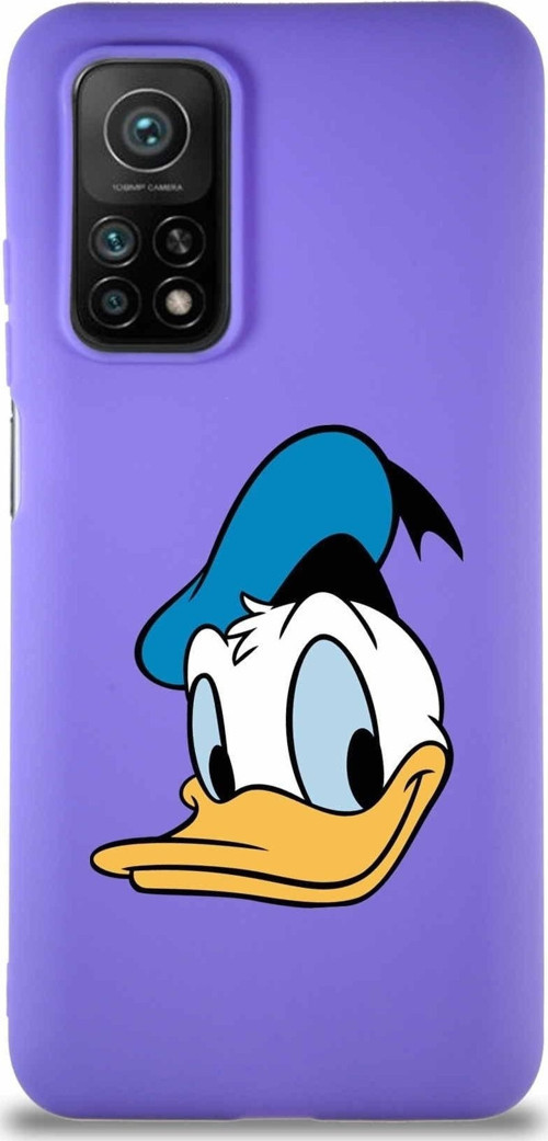 Xiaomi Mi 10T Soft Premier Kapak Donald Duck-B Tasarımlı Silikon Kılıf - Mor