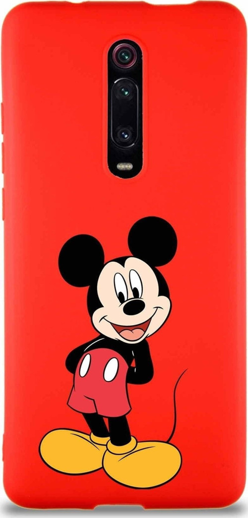 Xiaomi Mi 9T Pro Soft Premier Kapak Mickey Mouse-B Tasarımlı Silikon Kılıf - Kırmızı
