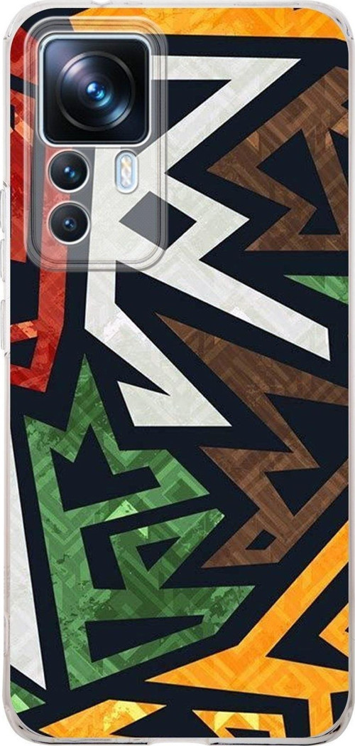 Xiaomi Mi 12T Pro Kamera Korumalı Kapak Soyut Grafiti Tasarımlı Şeffaf Kılıf
