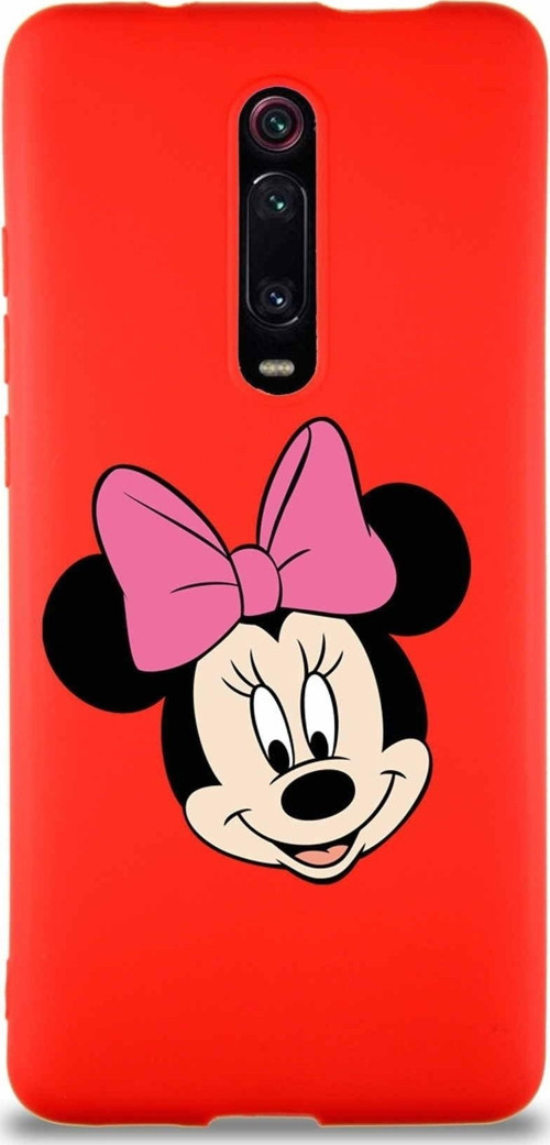 Xiaomi Mi 9T Pro Soft Premier Kapak Minnie Mouse-C Tasarımlı Silikon Kılıf - Kırmızı
