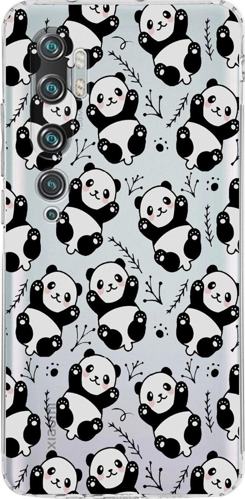 Xiaomi Mi Note 10 Pro Kamera Korumalı Kapak Panda Tasarımlı Şeffaf Kılıf