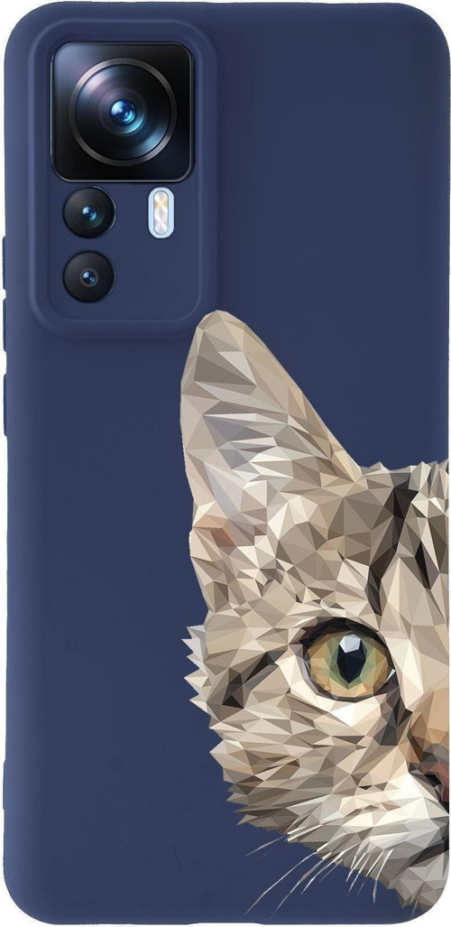 Xiaomi Mi 12T Pro Uyumlu Lansman Kılıf Catface Tasarımlı Içi Kadife Kapak-Lacivert