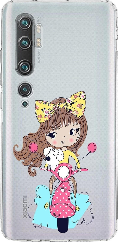 Xiaomi Mi Note 10 Pro Kamera Korumalı Kapak Vespagirl Tasarımlı Şeffaf Kılıf
