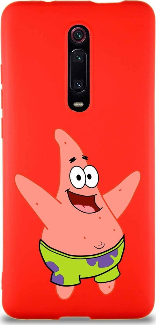 Xiaomi Mi 9T Pro Soft Premier Kapak Patrick Yıldız Tasarımlı Silikon Kılıf - Kırmızı