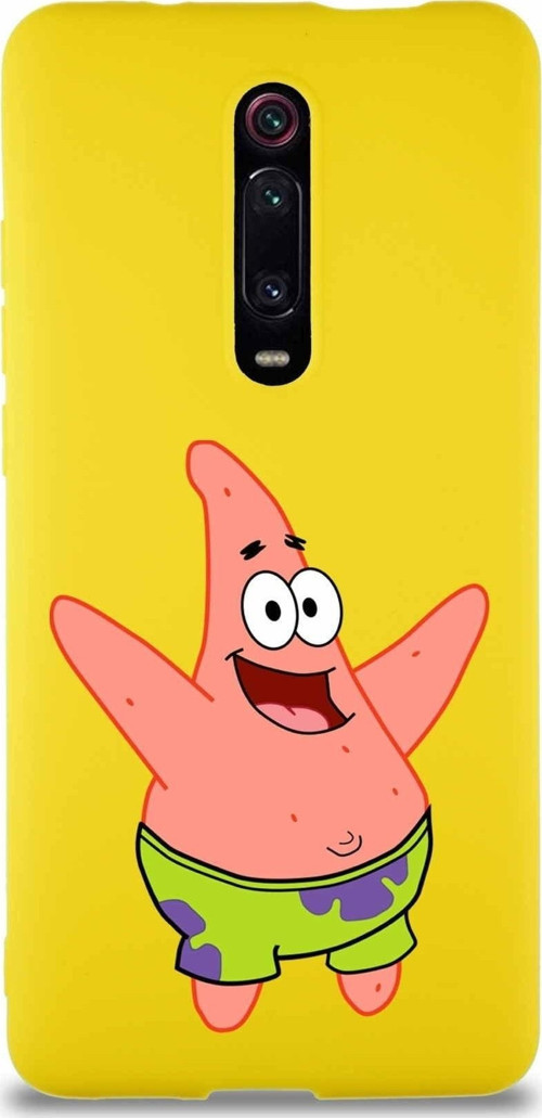 Xiaomi Mi 9T Pro Soft Premier Kapak Patrick Yıldız Tasarımlı Silikon Kılıf - Sarı