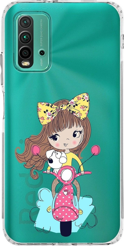 Xiaomi Redmi 9T Kamera Korumalı Kapak Vespagirl Tasarımlı Şeffaf Kılıf