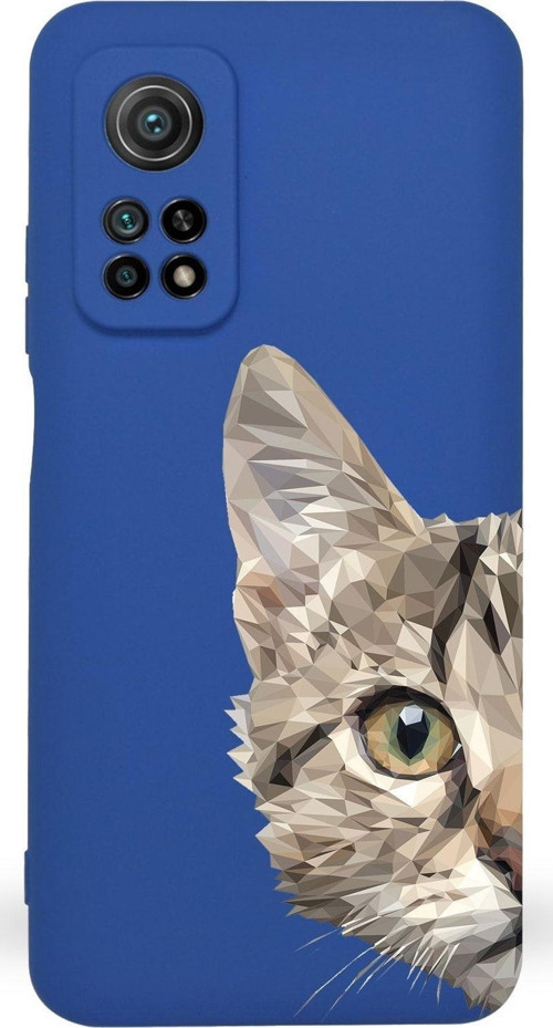 Xiaomi Mi 10T Uyumlu Lansman Kılıf Catface Tasarımlı Içi Kadife Kapak-Lacivert