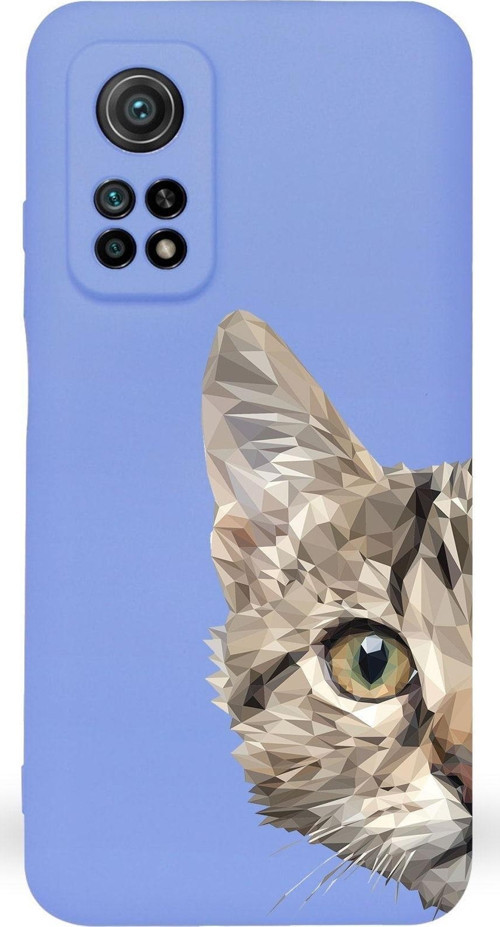 Xiaomi Mi 10T Uyumlu Lansman Kılıf Catface Tasarımlı Içi Kadife Kapak-Lila