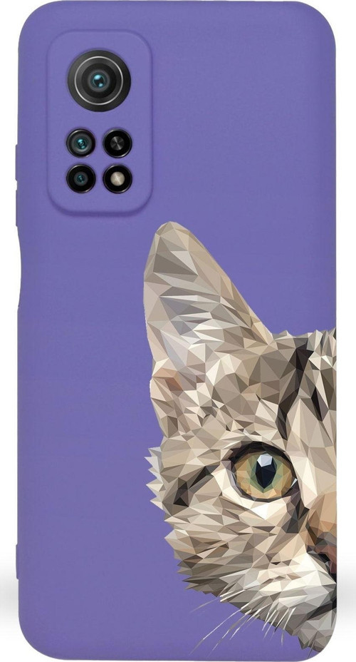 Xiaomi Mi 10T Uyumlu Lansman Kılıf Catface Tasarımlı Içi Kadife Kapak-Mor