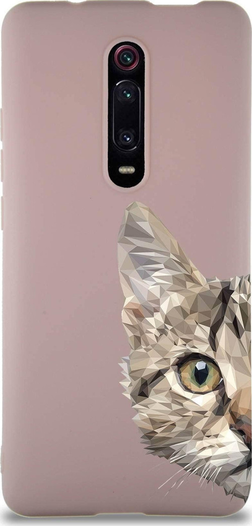 Xiaomi Redmi K20 Pro Soft Premier Kapak Catface Tasarımlı Silikon Kılıf - Pudra