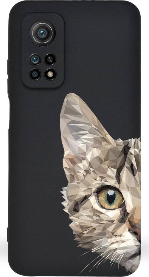 Xiaomi Mi 10T Uyumlu Lansman Kılıf Catface Tasarımlı Içi Kadife Kapak-Siyah