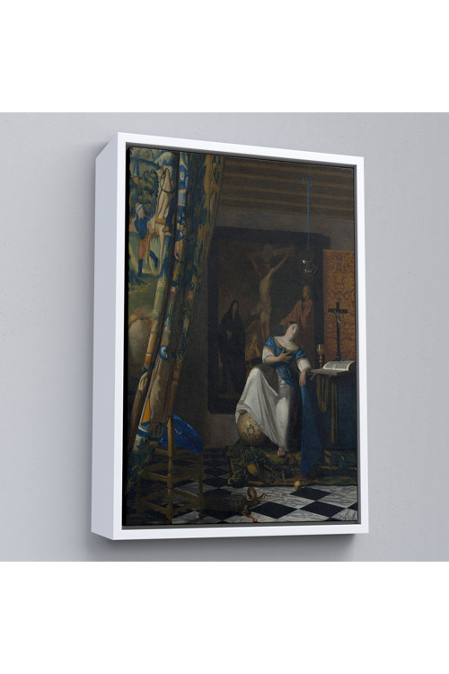 Ahşap Çerçeveli Johannes Vermeer - Katolik İnancının Alegorisi Tablo- Allegory Of The Catholic Faith-8057