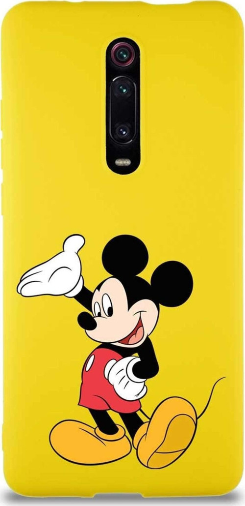 Xiaomi Redmi K20 Pro Soft Premier Kapak Mickey Mouse-C Tasarımlı Silikon Kılıf - Sarı