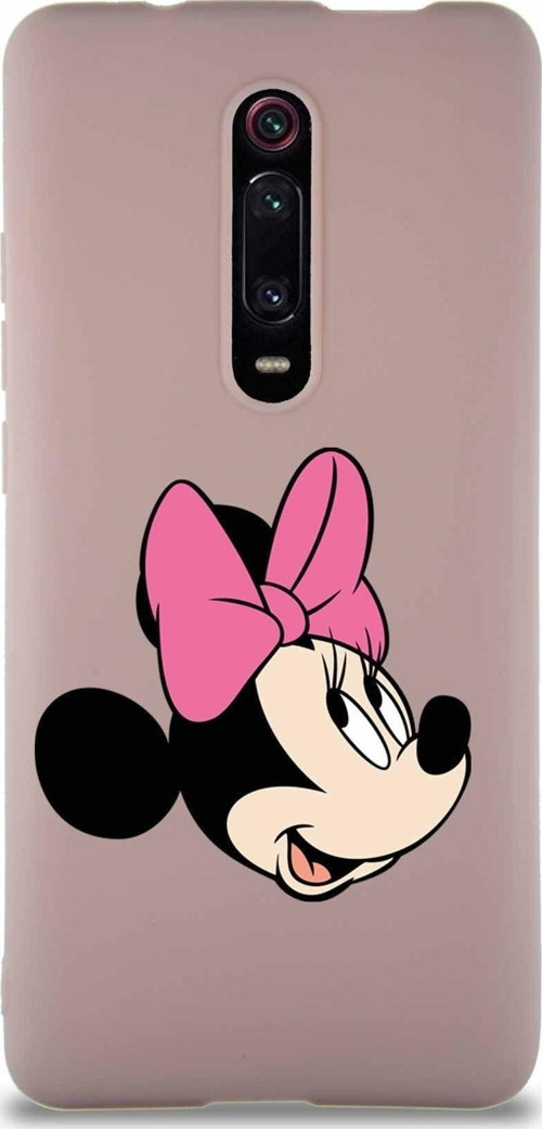 Xiaomi Mi 9T Soft Premier Kapak Minnie Mouse-A Tasarımlı Silikon Kılıf - Pudra