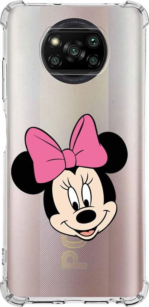 Xiaomi Poco X3 Köşe Korumalı Antişok Kapak Minnie Mouse Tasarımlı Şeffaf Kılıf