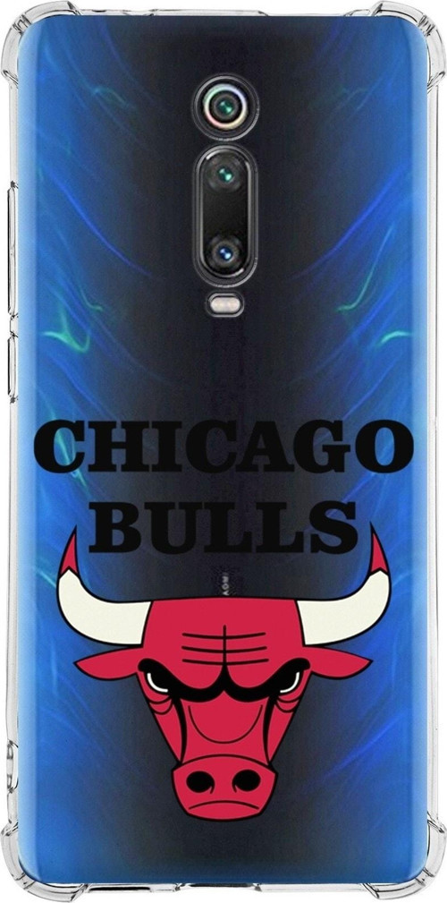 Xiaomi Redmi K20 Pro Uyumlu Köşe Korumalı Antişok Kapak Chicago Bulls Tasarımlı Şeffaf Silikon Kılıf