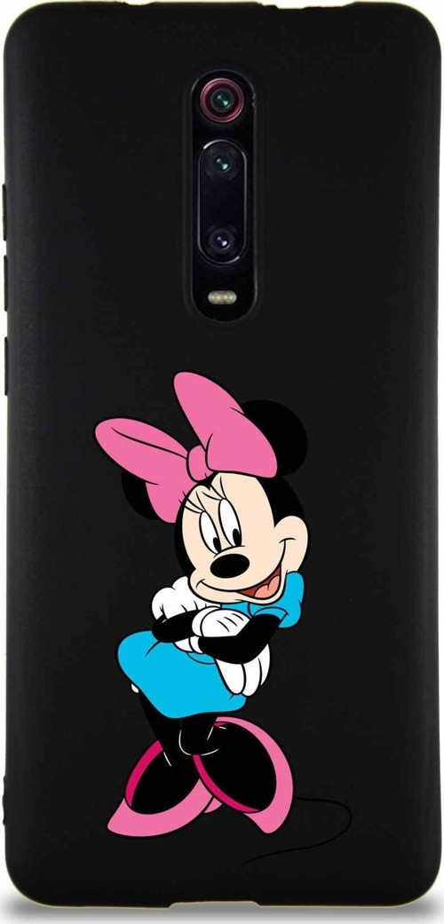 Xiaomi Mi 9T Soft Premier Kapak Minnie Mouse-D Tasarımlı Silikon Kılıf - Siyah