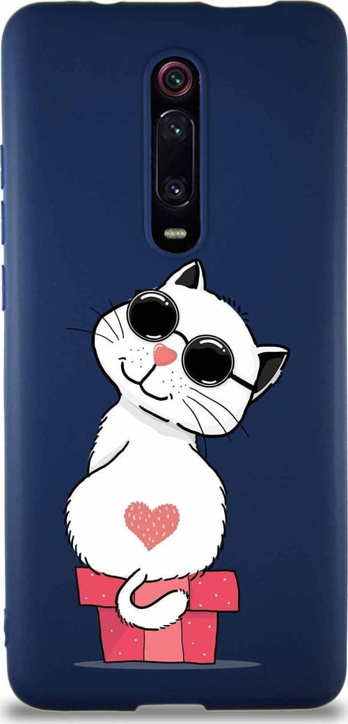 Xiaomi Redmi K20 Soft Premier Kapak Coolcat Tasarımlı Silikon Kılıf - Lacivert