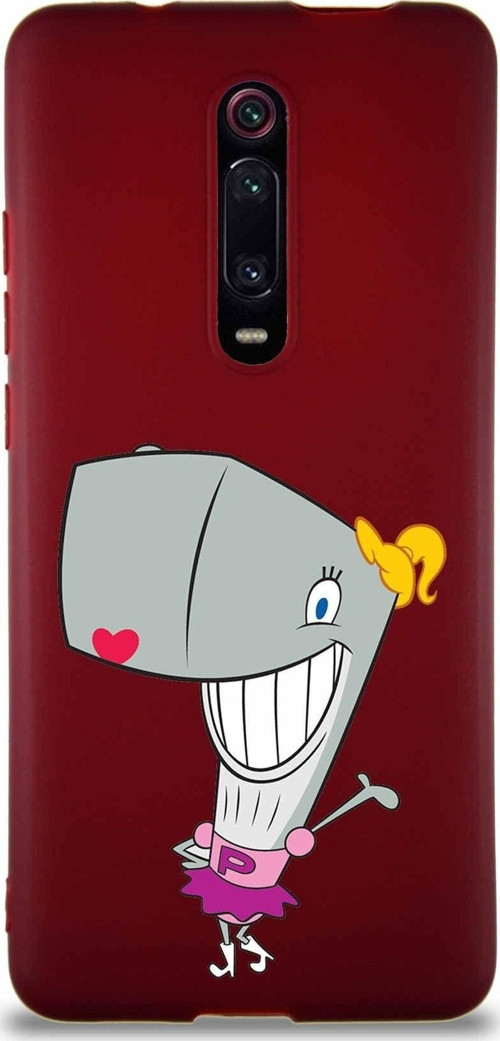 Xiaomi Mi 9T Soft Premier Kapak Pearl Yengeç Tasarımlı Silikon Kılıf - Mürdüm