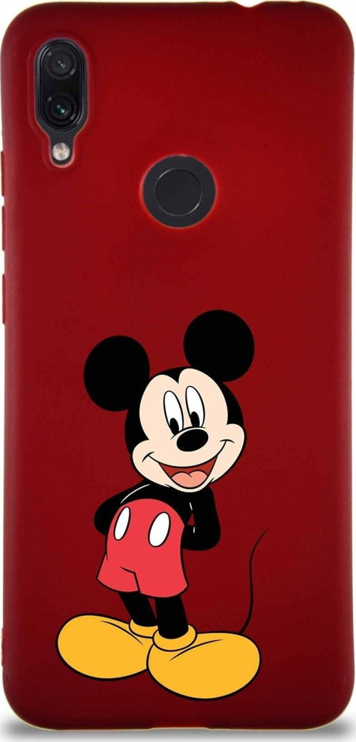 Xiaomi Redmi Note 7 Pro Soft Premier Kapak Mickey Mouse-B Tasarımlı Silikon Kılıf - Mürdüm