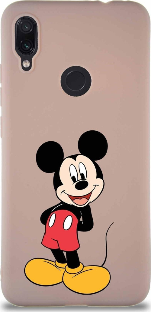 Xiaomi Redmi Note 7 Pro Soft Premier Kapak Mickey Mouse-B Tasarımlı Silikon Kılıf - Pudra