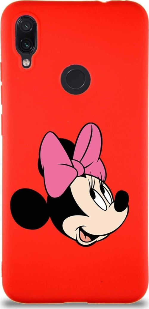 Xiaomi Redmi Note 7 Pro Soft Premier Kapak Minnie Mouse-A Tasarımlı Silikon Kılıf - Kırmızı