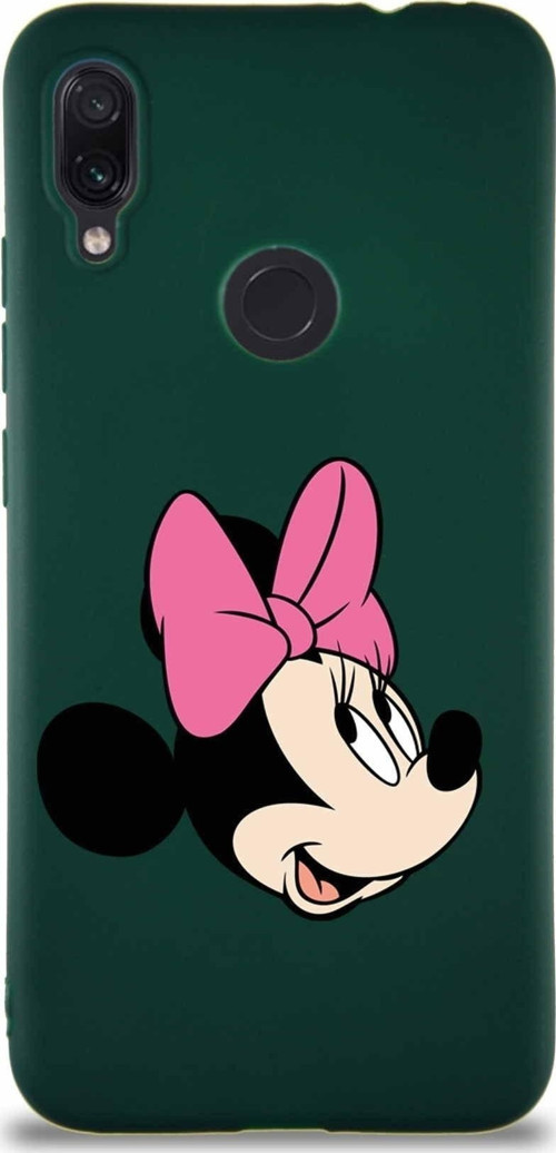 Xiaomi Redmi Note 7 Pro Soft Premier Kapak Minnie Mouse-A Tasarımlı Silikon Kılıf - Yeşil