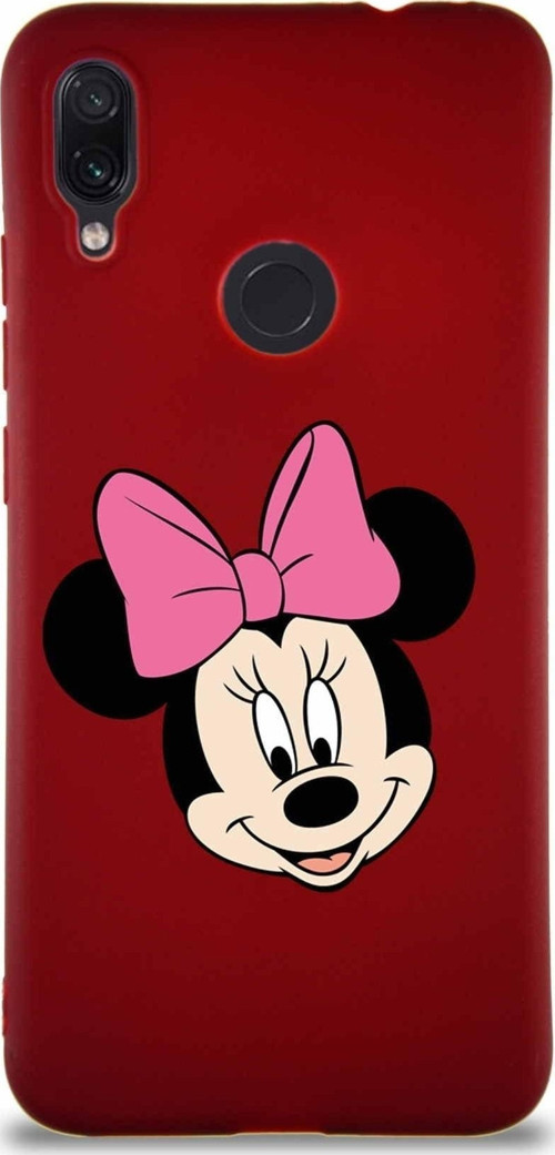 Xiaomi Redmi Note 7 Pro Soft Premier Kapak Minnie Mouse-C Tasarımlı Silikon Kılıf - Mürdüm