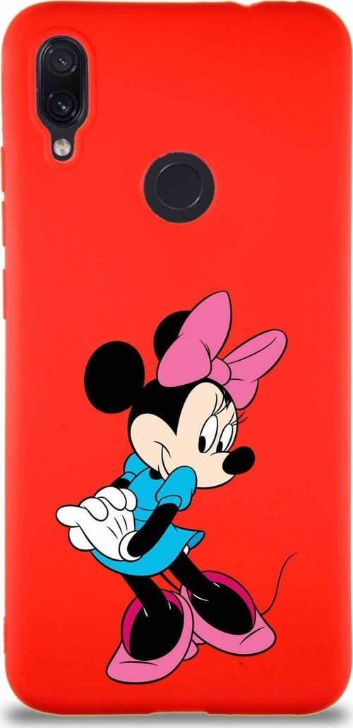 Xiaomi Redmi Note 7 Pro Soft Premier Kapak Minnie Mouse-F Tasarımlı Silikon Kılıf - Kırmızı