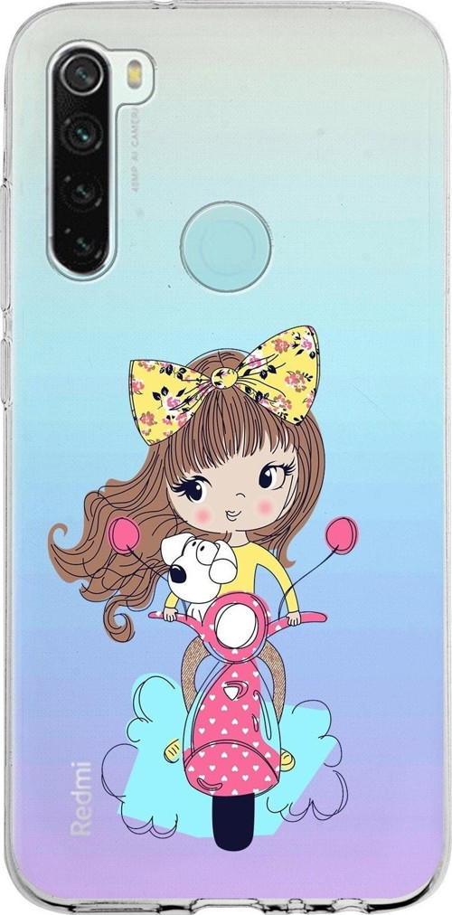 Xiaomi Redmi Note 8 Uyumlu Kapak Vespagirl Tasarımlı Şeffaf Silikon Kılıf