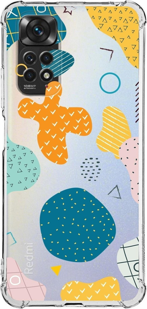 Xiaomi Redmi Note 11 Pro Köşe Korumalı Antishock Kapak Geometrik Şekiller Tasarımlı Şeffaf Kılıf