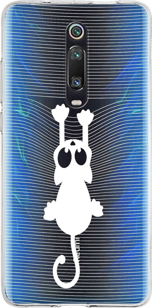 Xiaomi Redmi K20 Uyumlu Kapak Çizgi Kedi Tasarımlı Şeffaf Silikon Kılıf