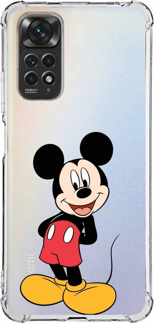 Xiaomi Redmi Note 11 Pro Köşe Korumalı Antishock Kapak Mickey Mouse Tasarımlı Şeffaf Kılıf