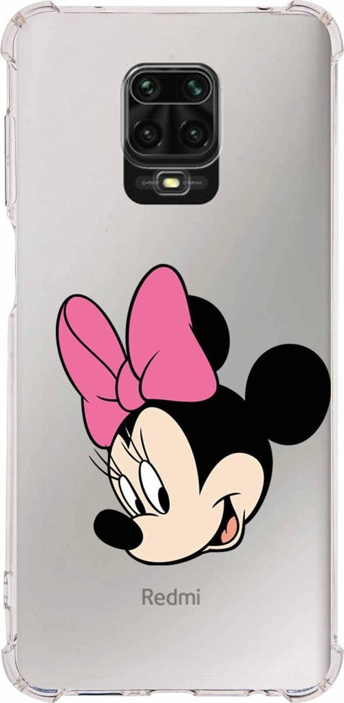 Xiaomi Redmi Note 9 Pro Köşe Korumalı Antişok Kapak Minnie Mouse Tasarımlı Şeffaf Kılıf