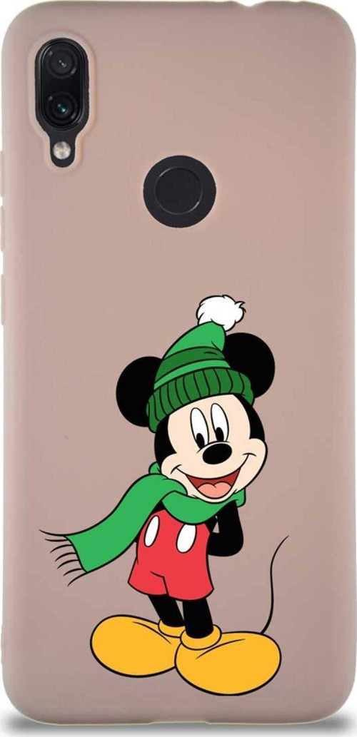 Xiaomi Redmi Note 7 Soft Premier Kapak Mickey Mouse-G Tasarımlı Silikon Kılıf - Pudra