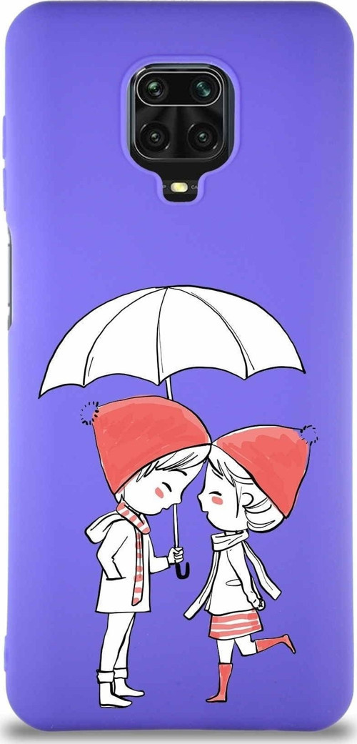 Xiaomi Redmi Note 9 Pro Soft Premier Kapak Aşk Tasarımlı Silikon Kılıf - Mor