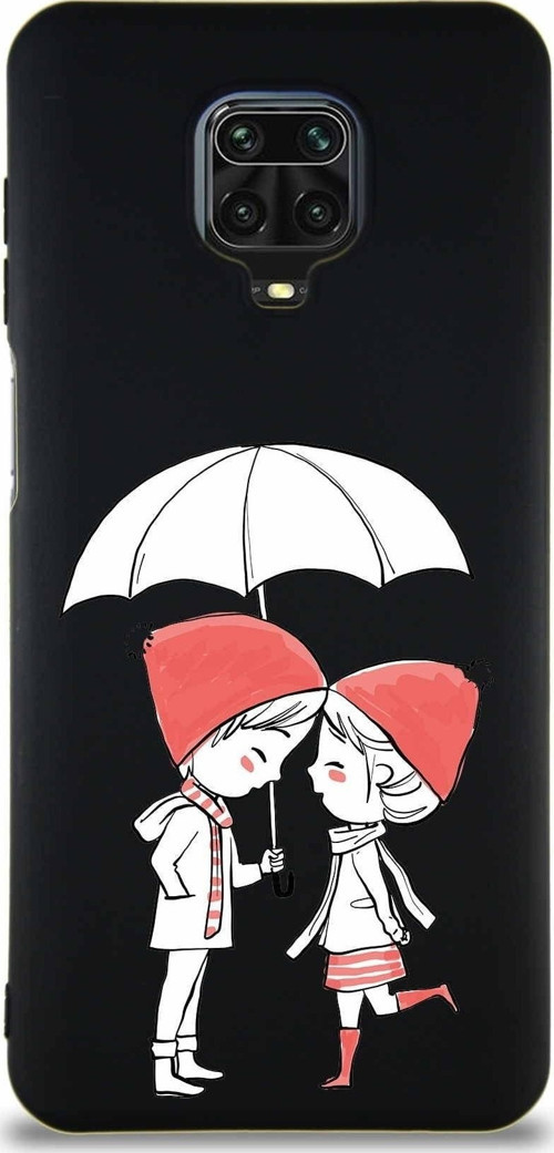 Xiaomi Redmi Note 9 Pro Soft Premier Kapak Aşk Tasarımlı Silikon Kılıf - Siyah