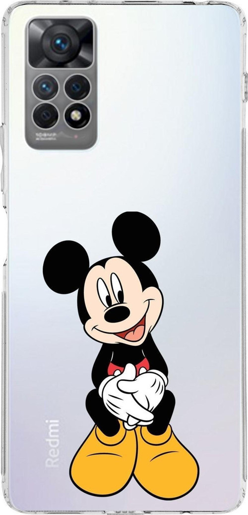 Xiaomi Redmi Note 11 Uyumlu Kamera Korumalı Kapak Mickey Mouse Tasarımlı Şeffaf Kılıf