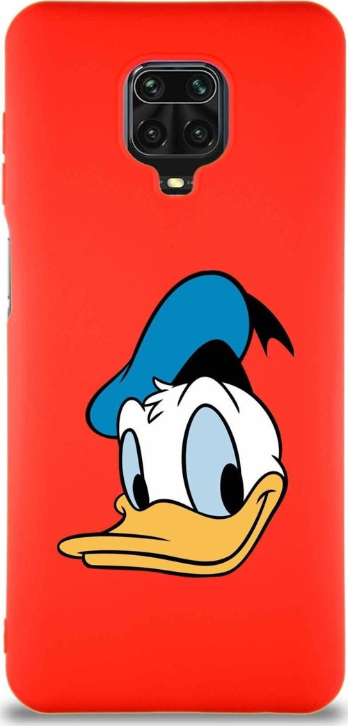 Xiaomi Redmi Note 9 Pro Soft Premier Kapak Donald Duck-B Tasarımlı Silikon Kılıf - Kırmızı