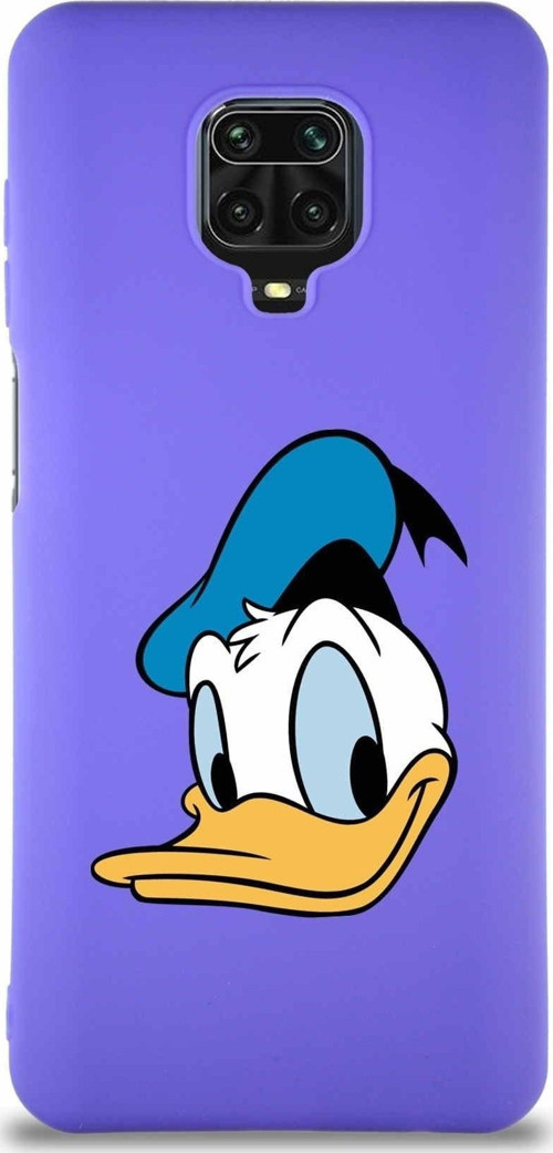 Xiaomi Redmi Note 9 Pro Soft Premier Kapak Donald Duck-B Tasarımlı Silikon Kılıf - Mor