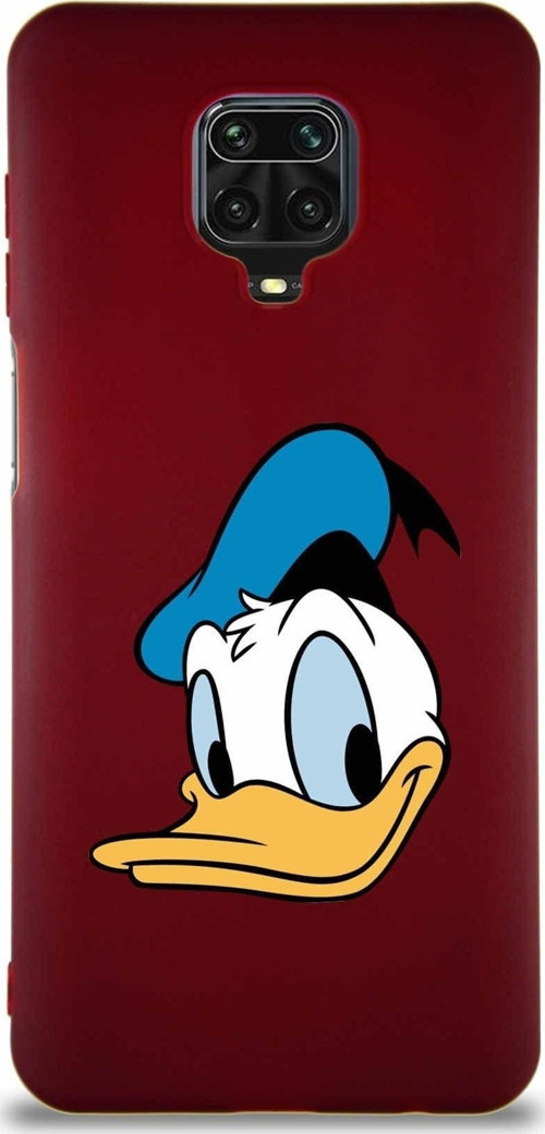 Xiaomi Redmi Note 9 Pro Soft Premier Kapak Donald Duck-B Tasarımlı Silikon Kılıf - Mürdüm