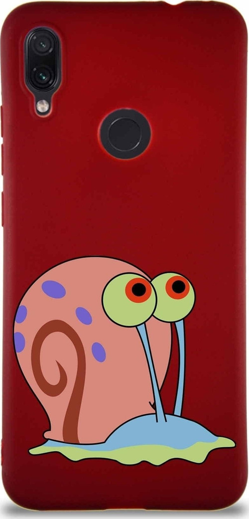 Xiaomi Redmi Note 7 Soft Premier Kapak Salyangoz Gary Tasarımlı Silikon Kılıf - Mürdüm