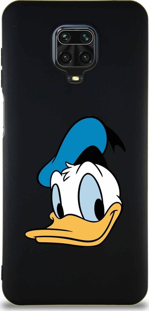 Xiaomi Redmi Note 9 Pro Soft Premier Kapak Donald Duck-B Tasarımlı Silikon Kılıf - Siyah
