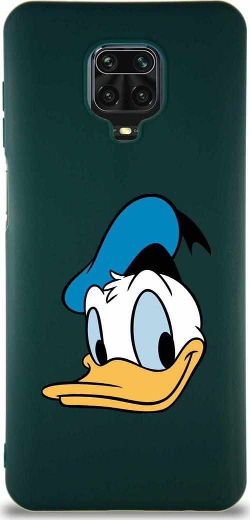 Xiaomi Redmi Note 9 Pro Soft Premier Kapak Donald Duck-B Tasarımlı Silikon Kılıf - Yeşil