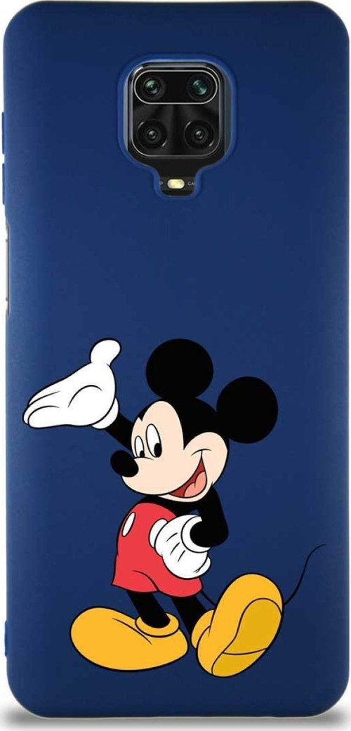 Xiaomi Redmi Note 9S Soft Premier Kapak Mickey Mouse-C Tasarımlı Silikon Kılıf - Lacivert