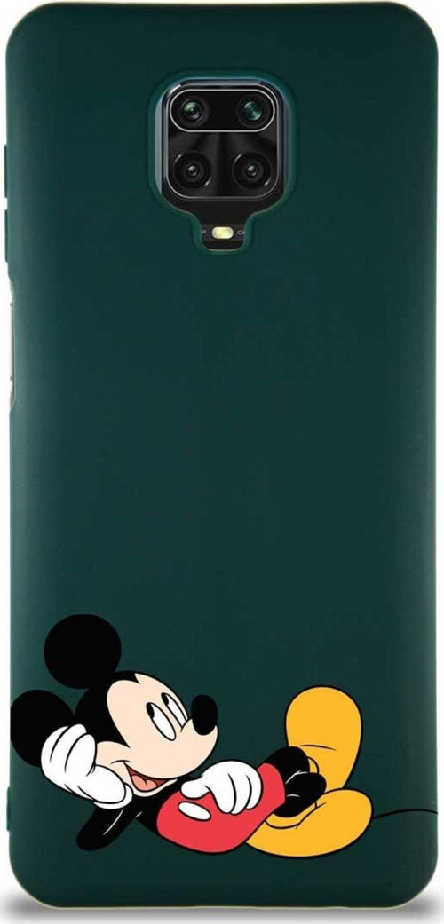 Xiaomi Redmi Note 9S Soft Premier Kapak Mickey Mouse-F Tasarımlı Silikon Kılıf - Yeşil