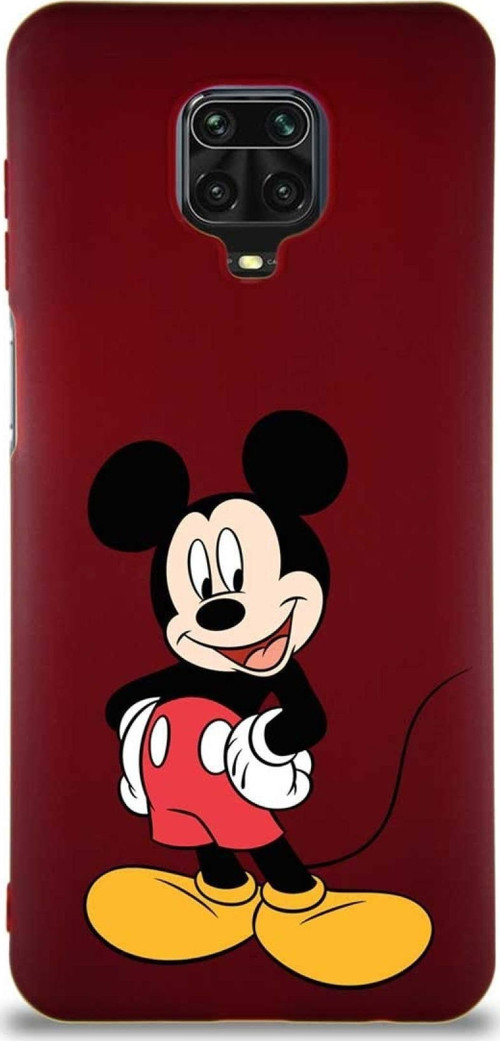 Xiaomi Redmi Note 9 Pro Soft Premier Kapak Mickey Mouse-E Tasarımlı Silikon Kılıf - Mürdüm