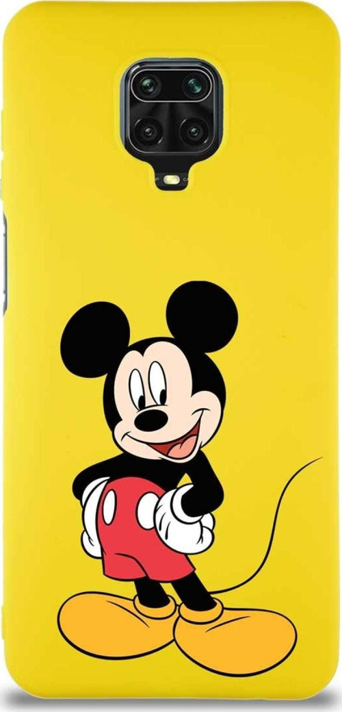 Xiaomi Redmi Note 9 Pro Soft Premier Kapak Mickey Mouse-E Tasarımlı Silikon Kılıf - Sarı
