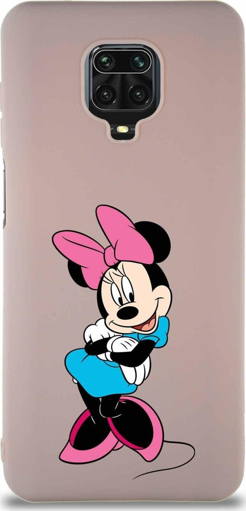 Xiaomi Redmi Note 9 Pro Soft Premier Kapak Minnie Mouse-D Tasarımlı Silikon Kılıf - Pudra